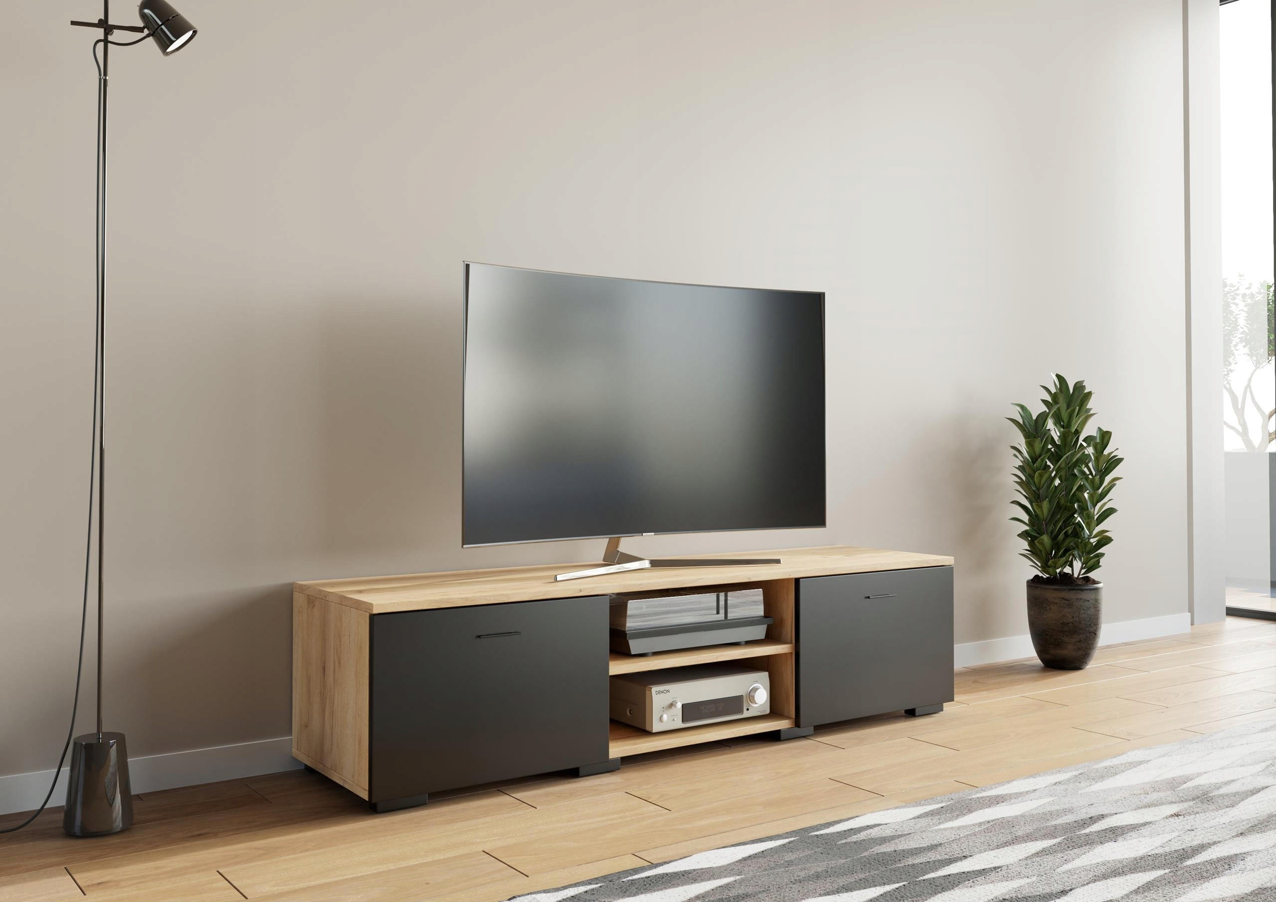 FERNSEHKOMMODE Roma Artisan Eiche-Schwarz 150/40/35 cm - Multicolor, Holzwerkstoff (150/35/40cm) - Matkam Möbel