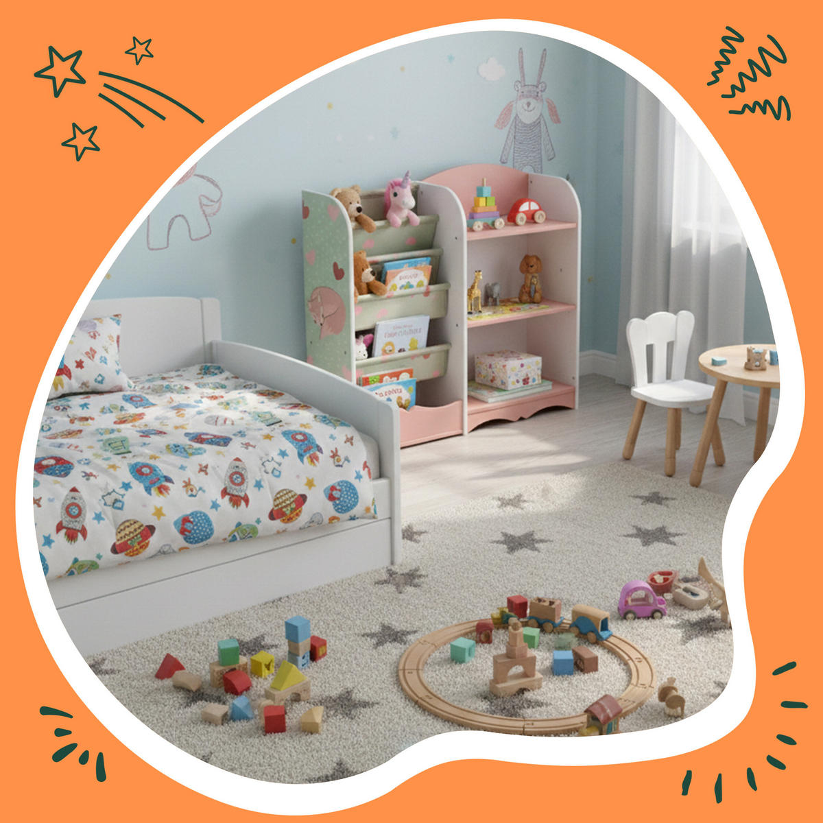 KINDERREGAL Rosa Grün Weiß 7 Fächer - Multicolor, Holz/Holzwerkstoff (82/80/26cm) - Relaxdays