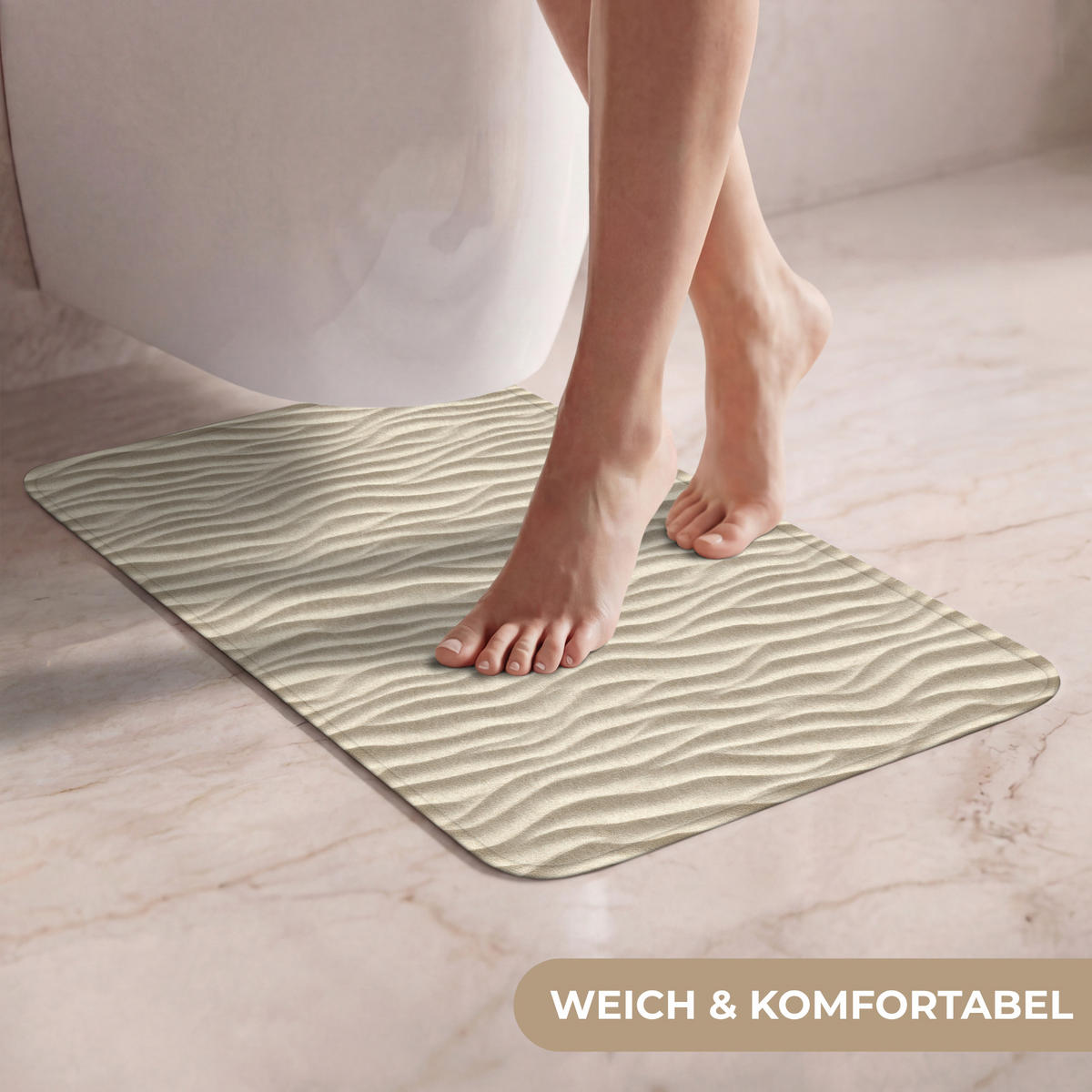 WC PŘEDLOŽKA Písek - Vlny - Béžová 40x60 cm - béžová, textil/plast (40/1cm) - OnlyWow