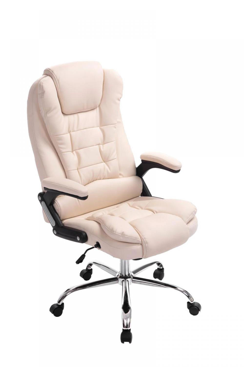 CHEFSESSEL Lederlook creme - Chromfarben/Creme, Textil/Metall (69.5/113/78cm) - CLP