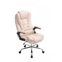 CHEFSESSEL Lederlook creme - Chromfarben/Creme, Textil/Metall (69.5/113/78cm) - CLP