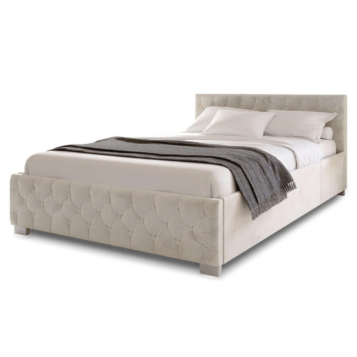 POLSTERBETT Nizza beige 180x200 cm - Beige, Holz (180/200cm) - Juskys