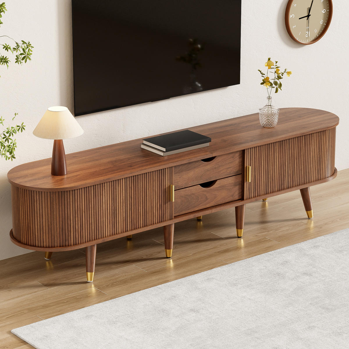 TV-SCHRANK mit Schiebetür 175 x 38 x 45 cm MDF Walnuss - Dunkelbraun, Holzwerkstoff (38/45/175cm) - Beauniv