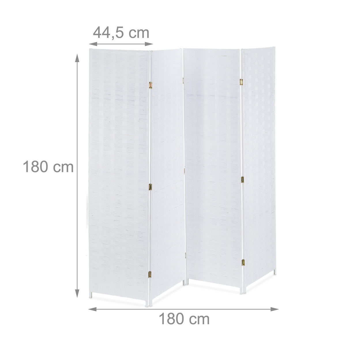 PARAVENT - Weiß, Holz/Papier (180/180/2cm) - Relaxdays