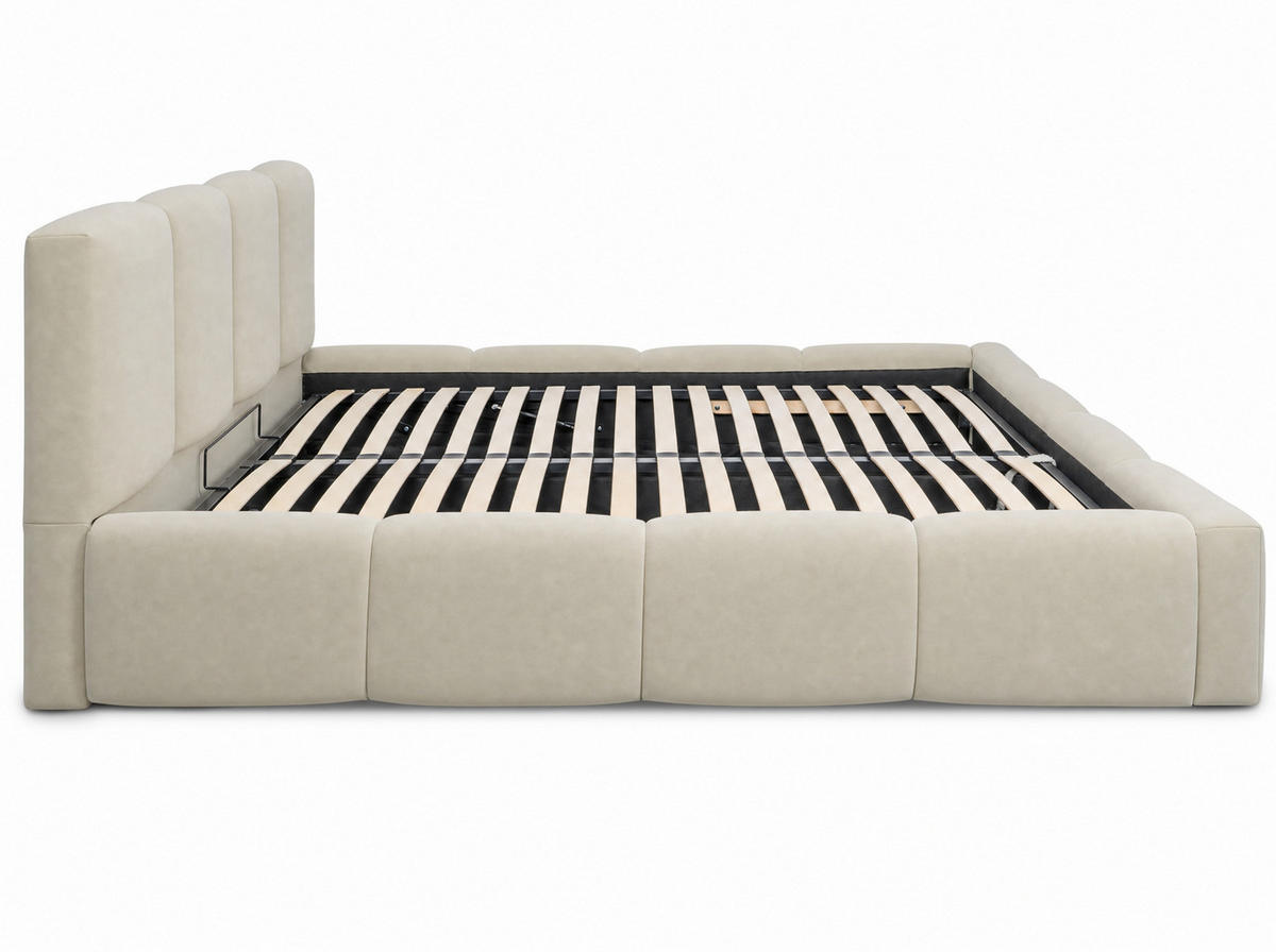 POLSTERBETT Amore Beige 180/200 cm Samt mit Bettkasten - Beige, Textil/Metall (180/200cm) - wonello