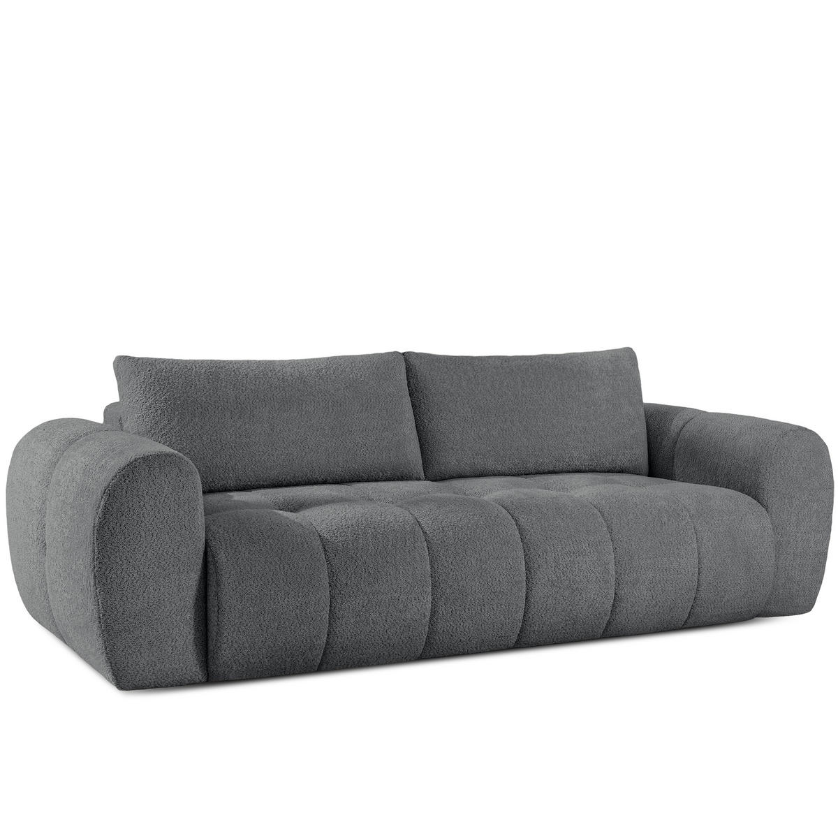 EINZELSOFA LIRA, Dunkelgrau, Bouclé - Dunkelgrau, Holz/Holzwerkstoff (256/84/112cm) - KONSIMO®