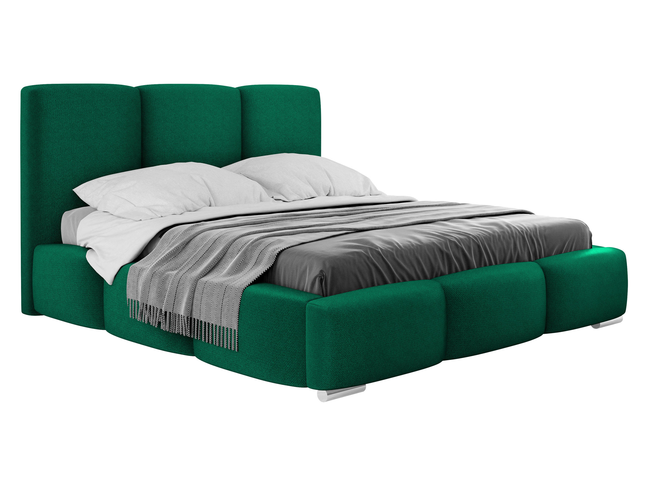 POLSTERBETT Olweria - Chromfarben/Grün, Holz/Textil (180/200cm) - MIRJAN24