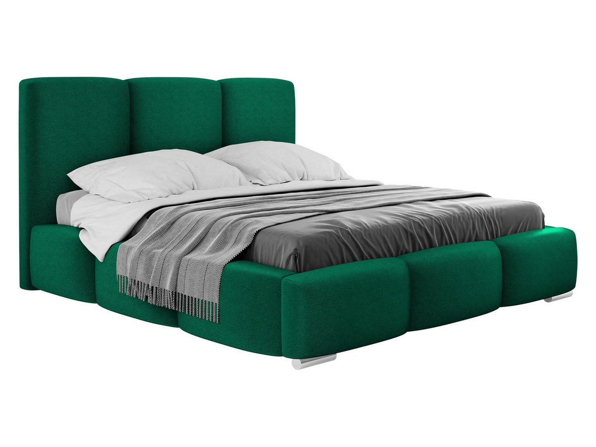 POLSTERBETT Olweria - Chromfarben/Grün, Holz/Textil (160/200cm) - MIRJAN24