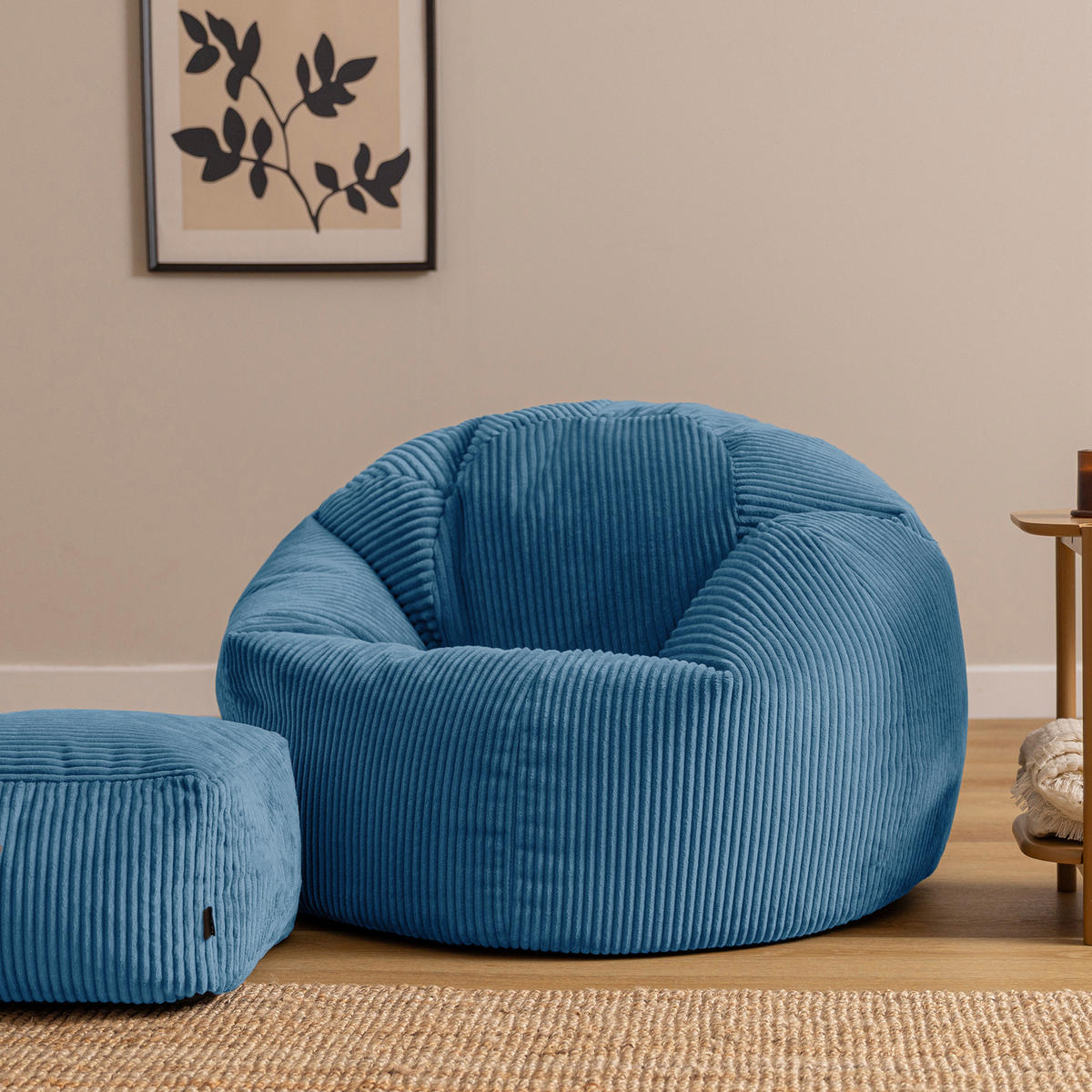 SITZSACK mit Hocker Kingston XXL - Blau, Textil (92/52/92cm) - icon