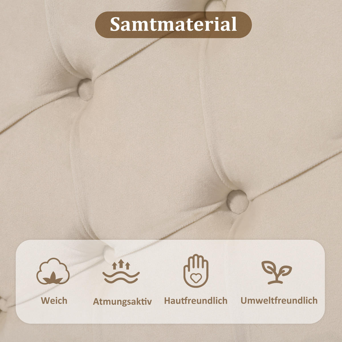 POLSTERBETT 140x190 Kopfteil Höhenverstellbar Lattenrost Velours Beige - Weiß, Textil - FLIEKS