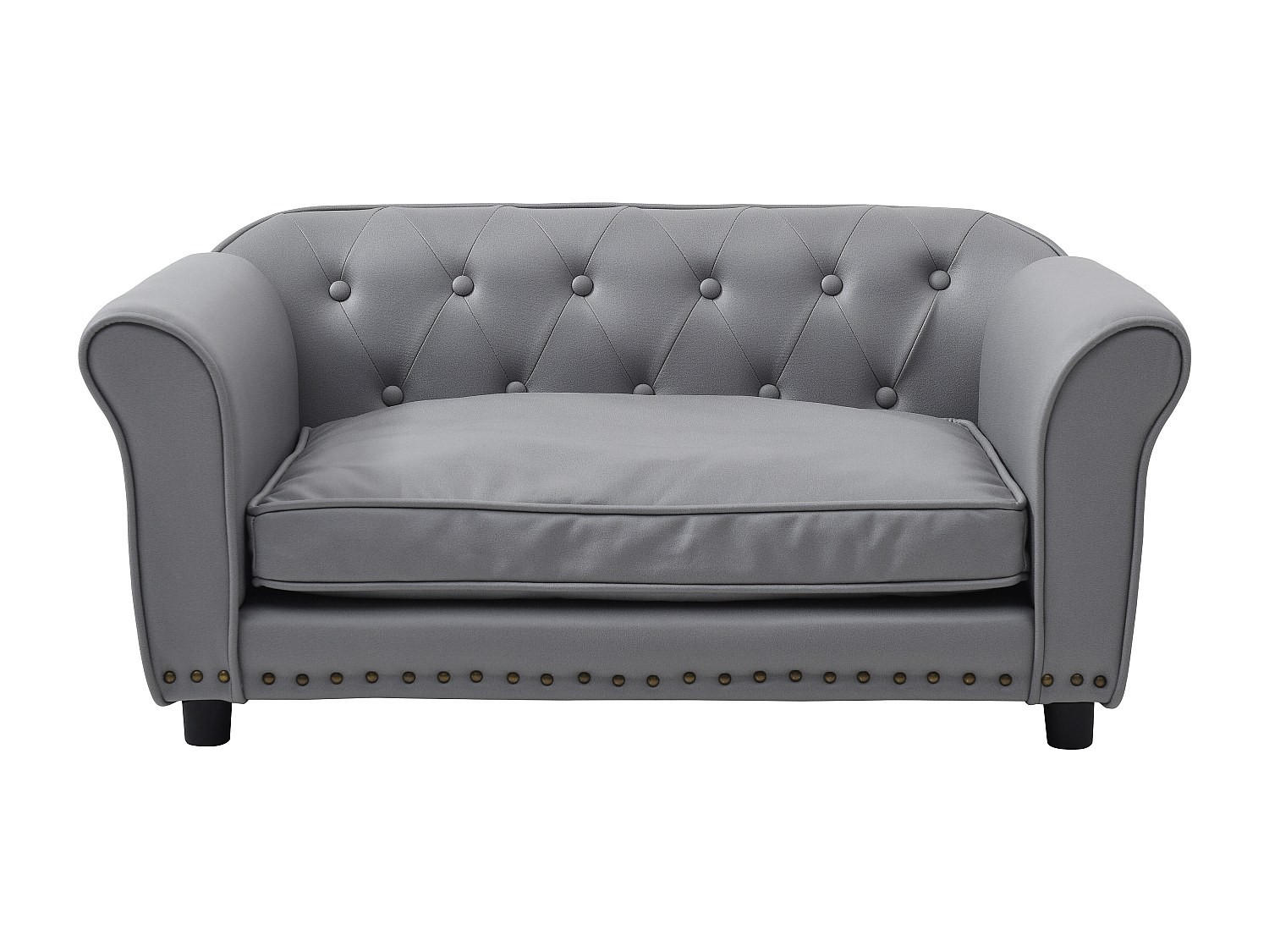SOFA für Haustiere - 94 cmcm x 65 cmcm - Kunstleder - Grau - GALIAMA - Grau, Leder (94/42/65cm) - Vente-Unique