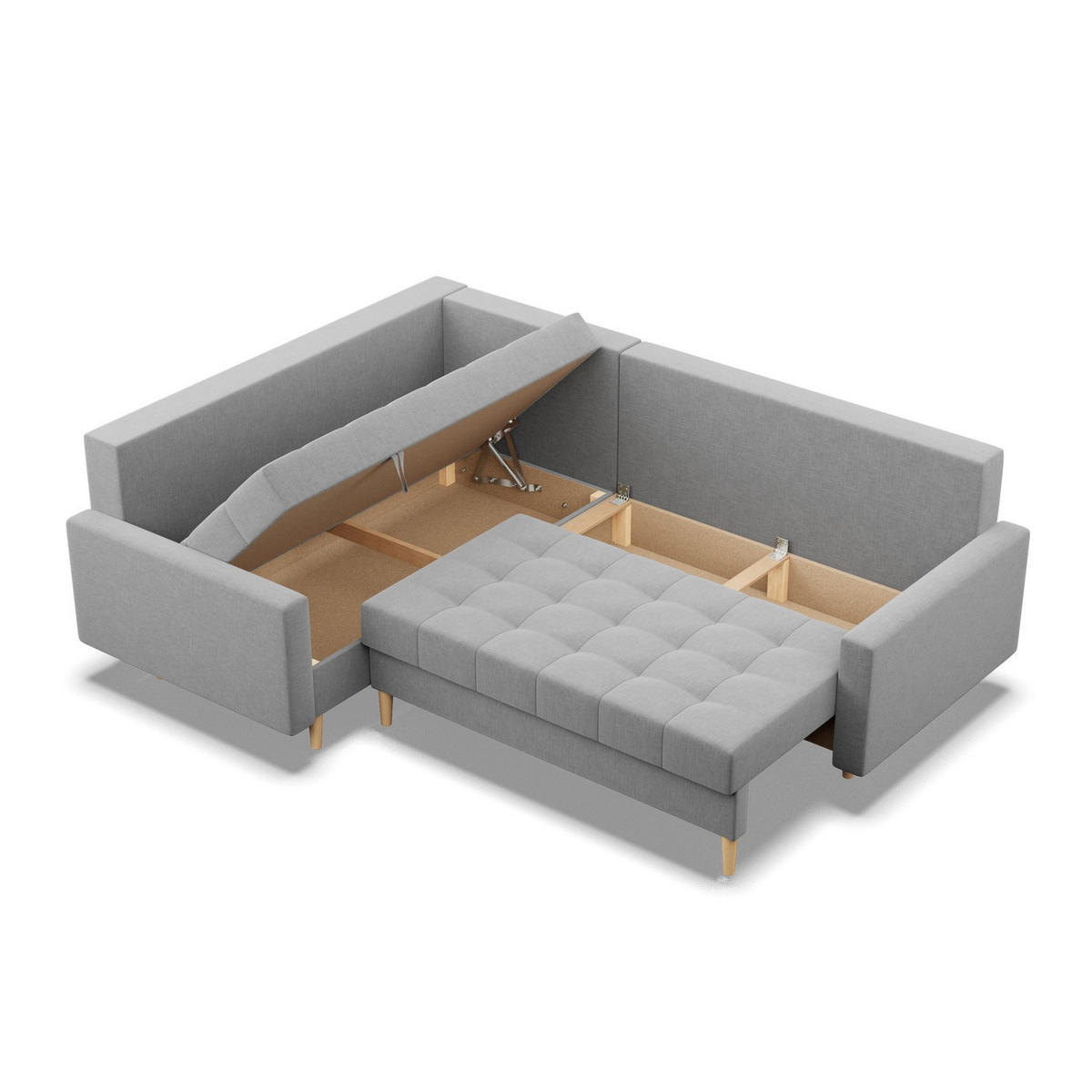 ECKSOFA LINKS MIT SCHLAFFUNKTION ELMA, Grau - Grau, Textil (223/172cm) - Mebligo