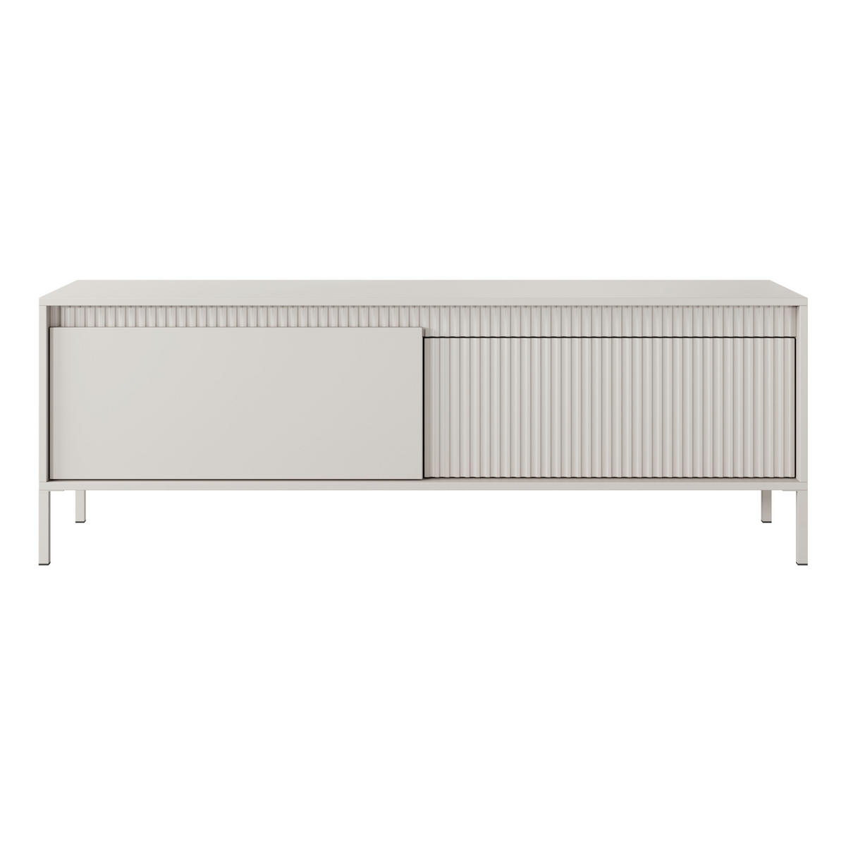 TV-ELEMENT SELBU RTV1 Reliefierte Fronten aus MDF-Platte Beige Beige - Beige, Glas/Holzwerkstoff (154/54/40cm) - Komodee
