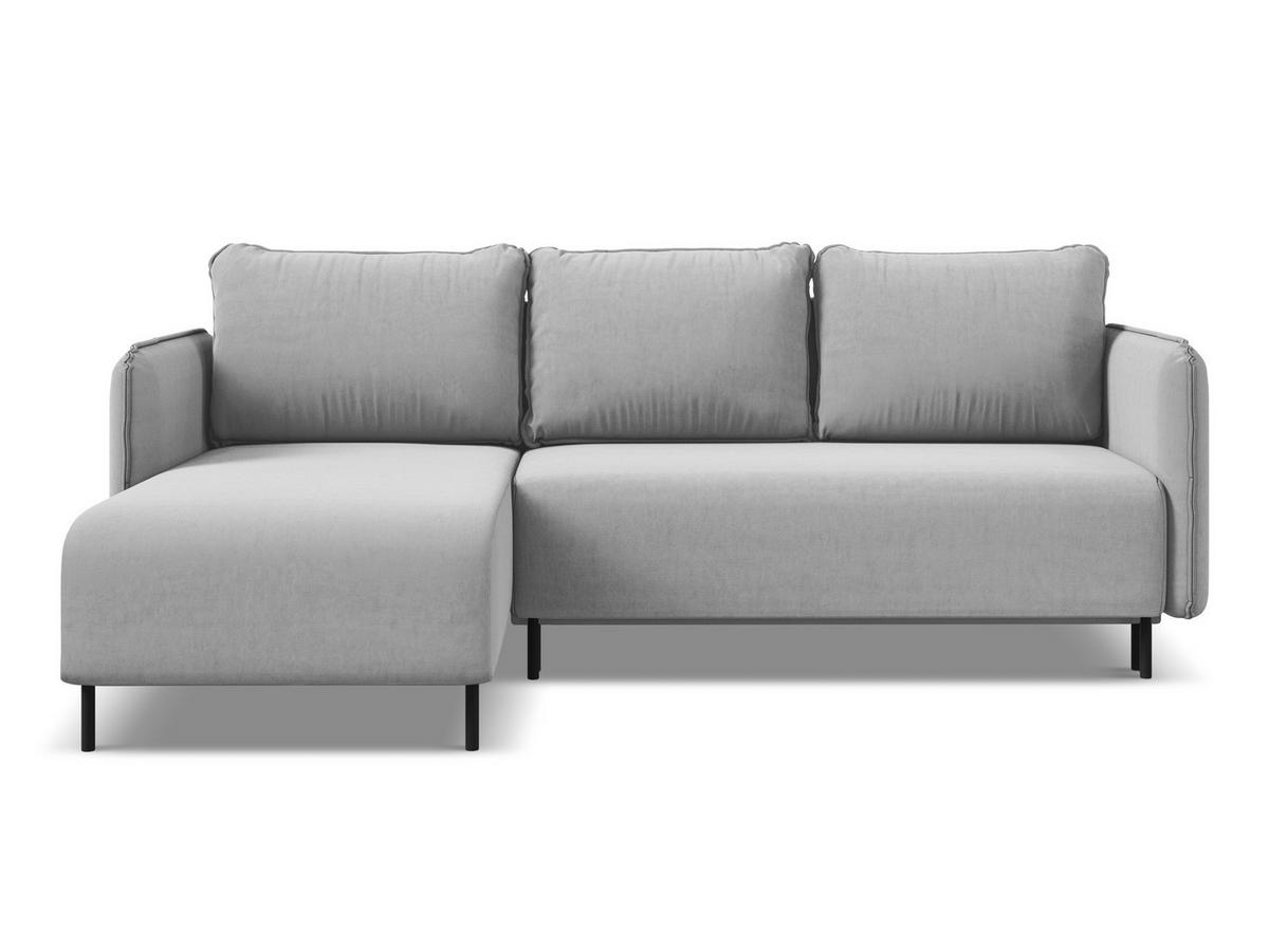 ECKSOFA mit Schlaffunktion Samt Stoff Grau - Schwarz/Grau, Holz/Textil (162/236cm) - Makamii