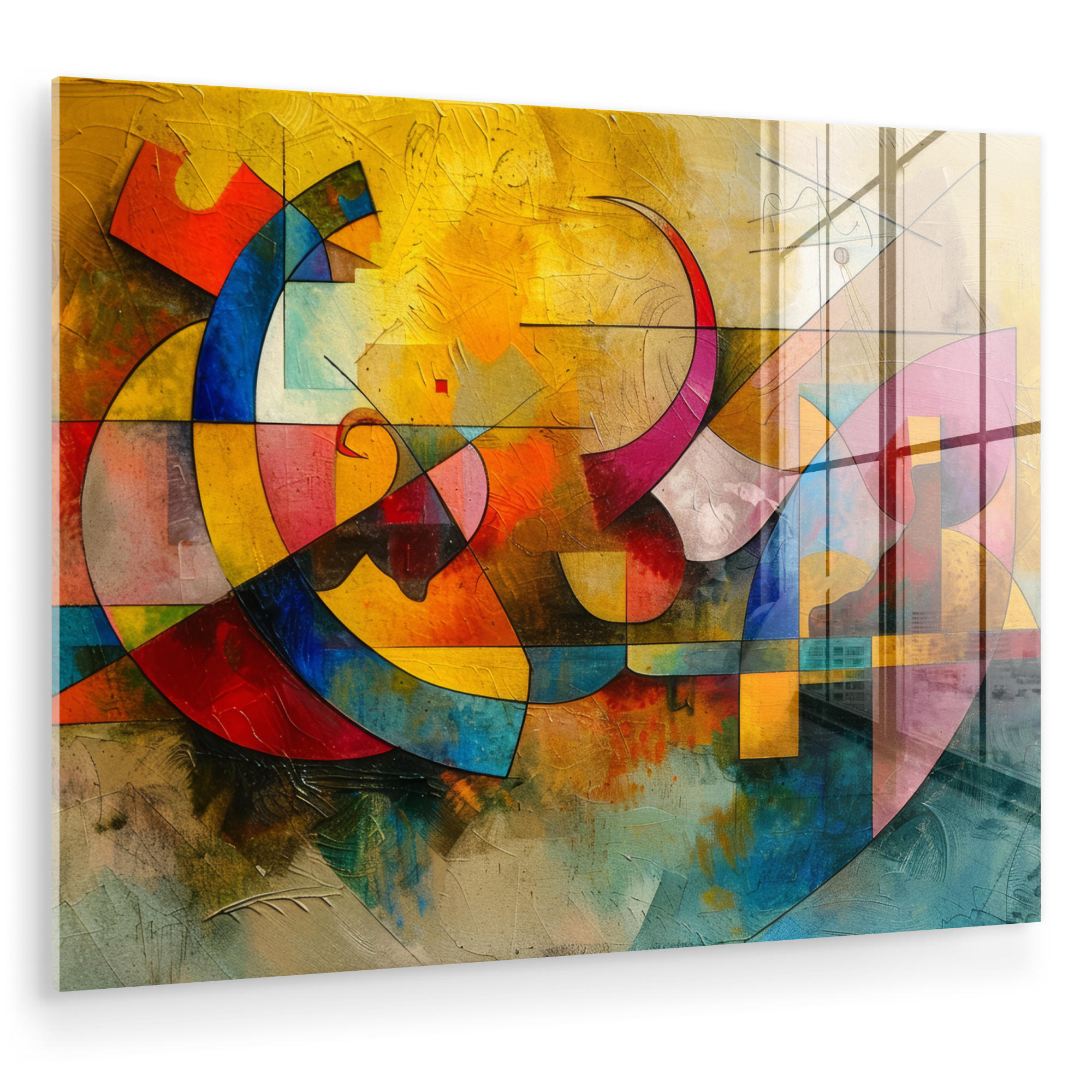 ACRYLGLASBILD Kunst - Abstrakt - Modern 80x60 cm - Gelb, Glas (80/60cm) - MuchoWow