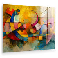 ACRYLGLASBILD Kunst - Abstrakt - Modern 80x60 cm - Gelb, Glas (80/60cm) - MuchoWow