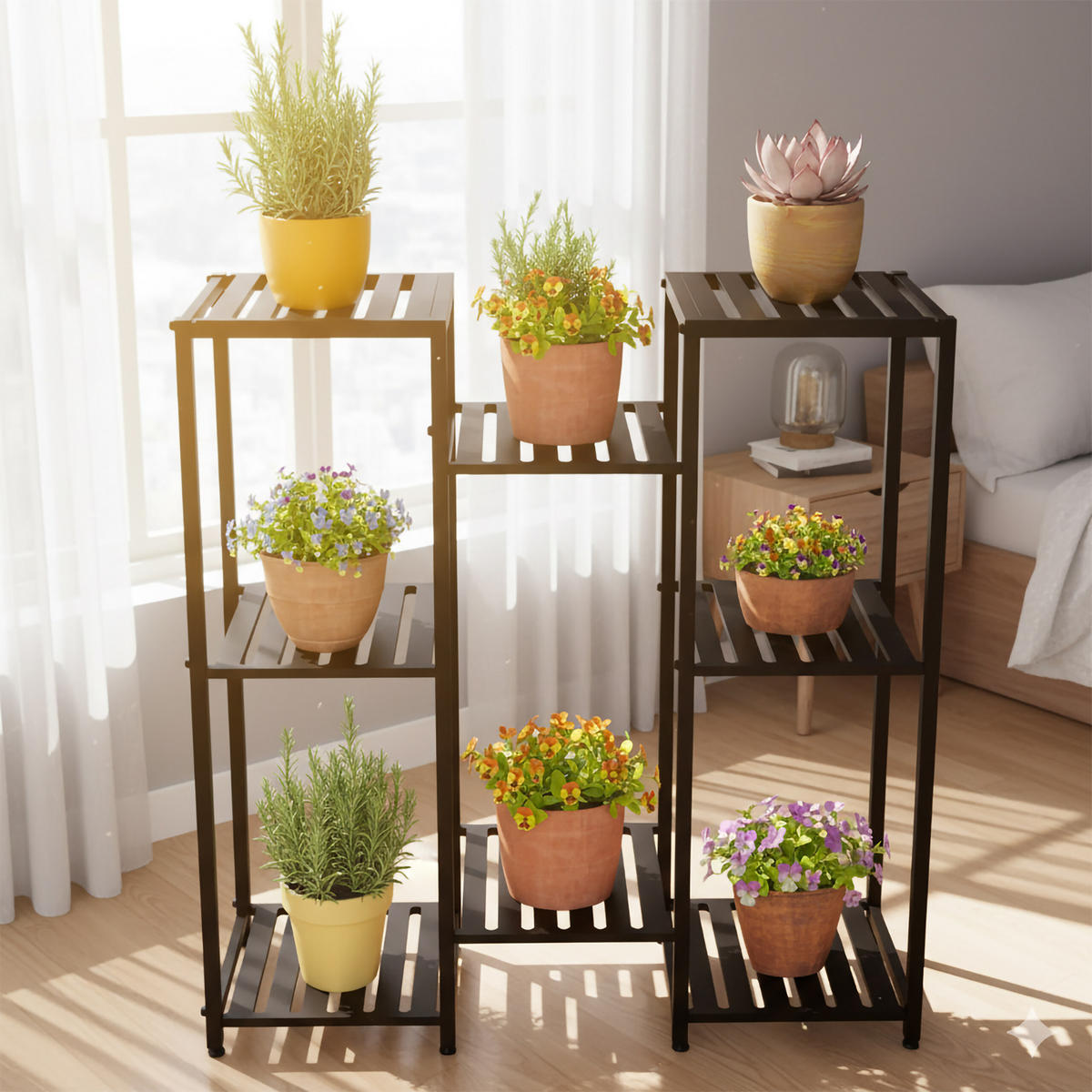 BLUMENREGAL - Schwarz, Metall (80/81/28.5cm) - Relaxdays