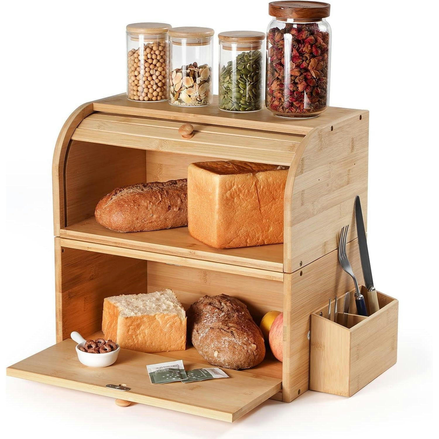 BROTKASTEN Holz Bambus 38x25x36cm - Hellbraun, Naturmaterialien (25/36/38cm)