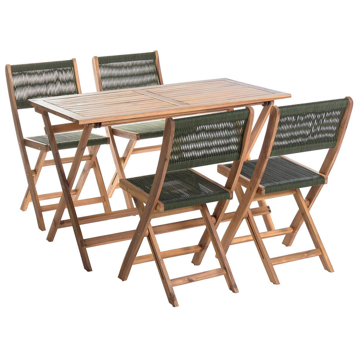 GARTENMÖBEL-SET 4-Sitzer Grün Prossedi - Hellbraun/Grün, Holz (120/75/60cm) - Beliani