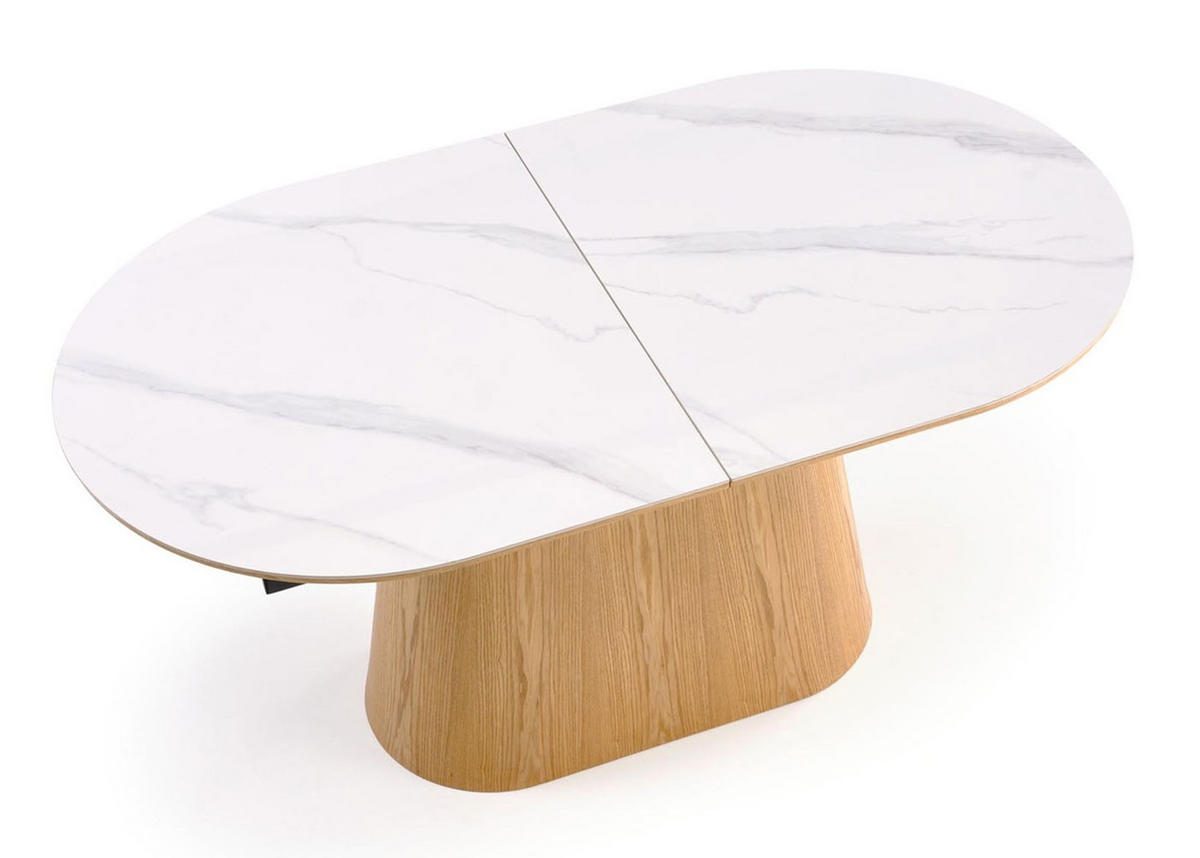 ESSTISCH Sirius weiß Marmor / Eiche Natur 160-240 / 90 / 77cm - Eichefarben/Weiß, Holz/Holzwerkstoff (90/240/77cm) - Feldmann-Wohnen