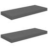 SCHWEBEREGALE 2 STK. HOCHGLANZ-GRAU 60X23,5X3,8 CM MDF - Anthrazit, Holzwerkstoff (23.5/3.8/60cm) - vidaXL