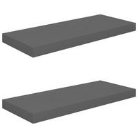 SCHWEBEREGALE 2 STK. HOCHGLANZ-GRAU 60X23,5X3,8 CM MDF - Anthrazit, Holzwerkstoff (23.5/3.8/60cm) - vidaXL