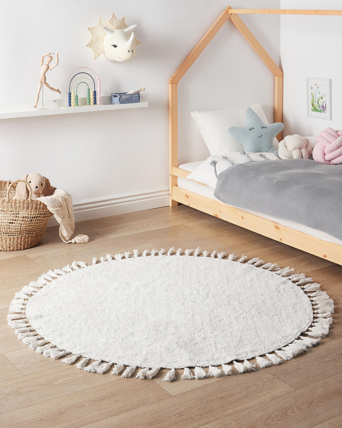KOBEREC Bílý 120 cm Bavlna Mitsobi - bílá, textil (120/120cm) - Beliani
