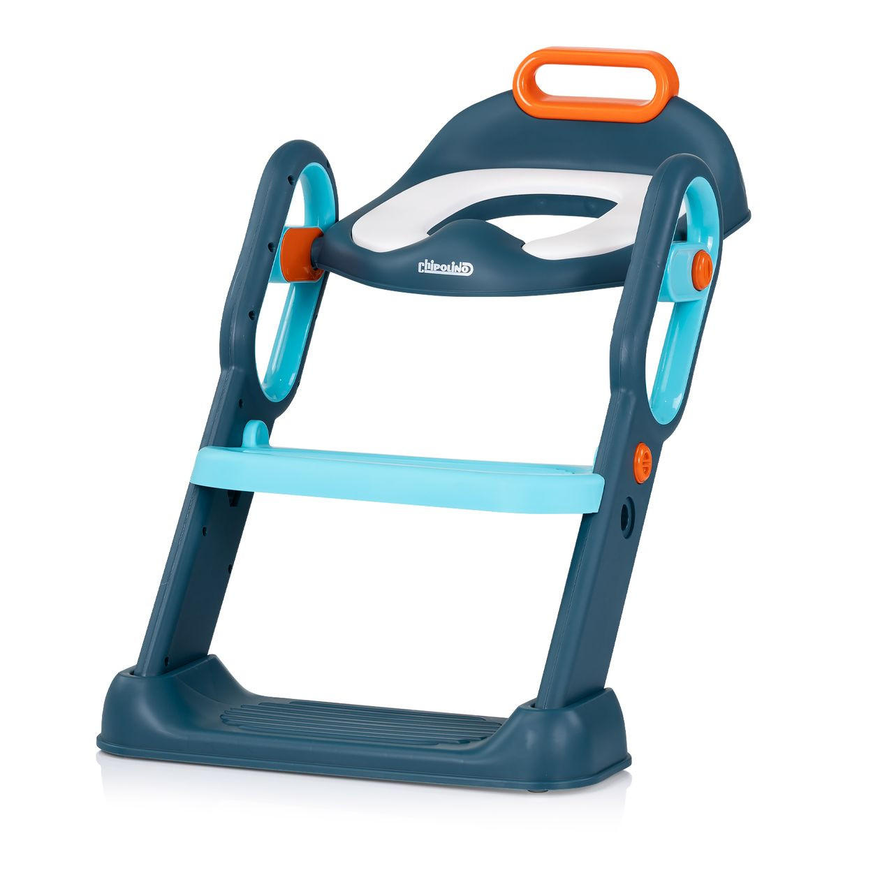 TOILETTENTRAINER Flippy blau höhenverstellbare Fußstütze, Toilettenaufsatz, Griffe, ab 2 Jahren - Blau, Kunststoff (39/40cm) - Chipolino