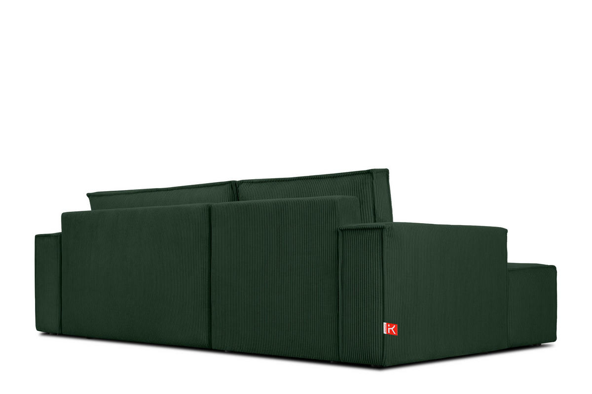 ECKSCHLAFSOFA-LINKS NAPI in Pet Friendly Cord-Stoff, dunkelgrün - Dunkelgrün/Schwarz, Textil (262/148cm) - KONSIMO®