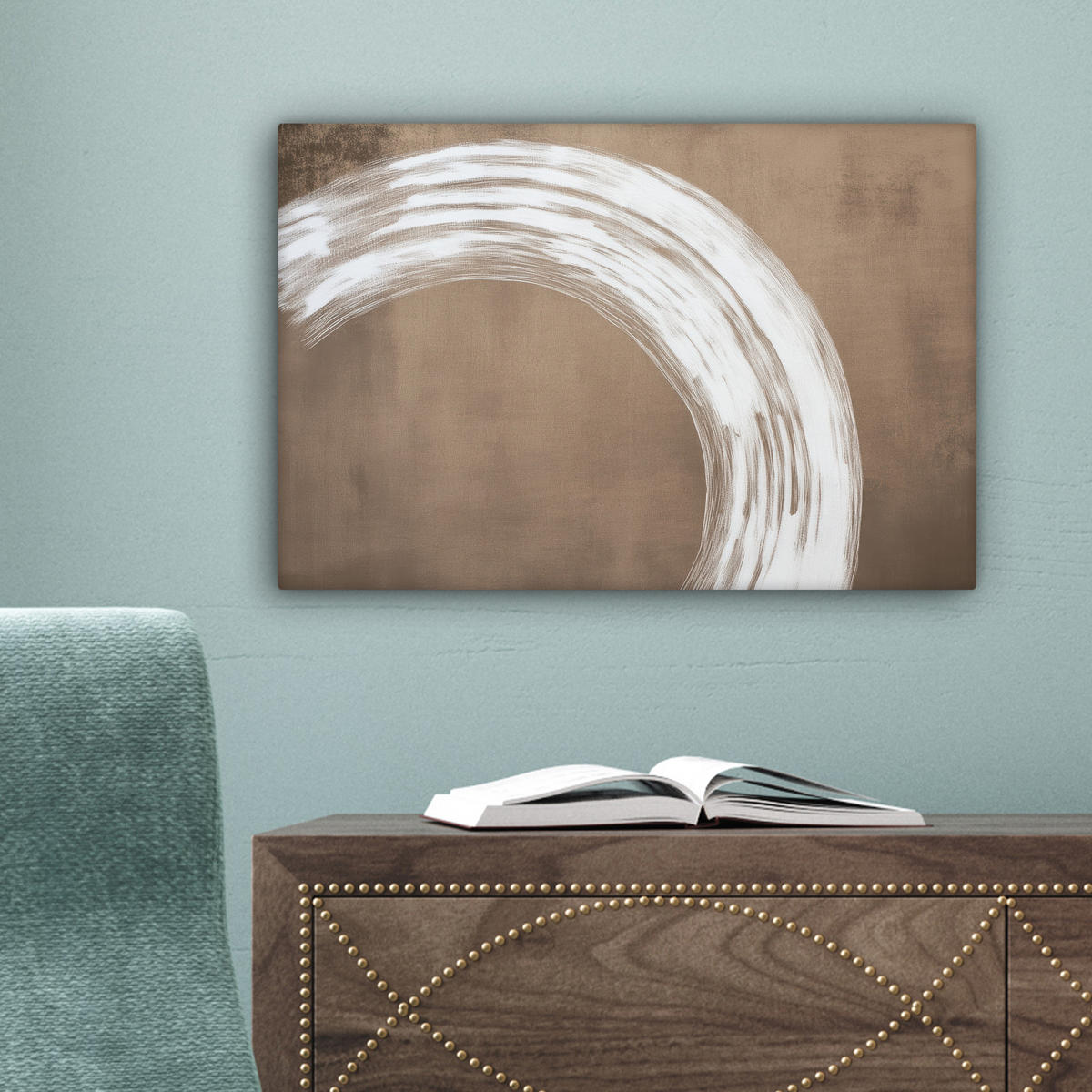 LEINWANDBILD Farbe - Braun - Japandi 30x20 cm - Kupferfarben, Textil (30/20cm) - MuchoWow