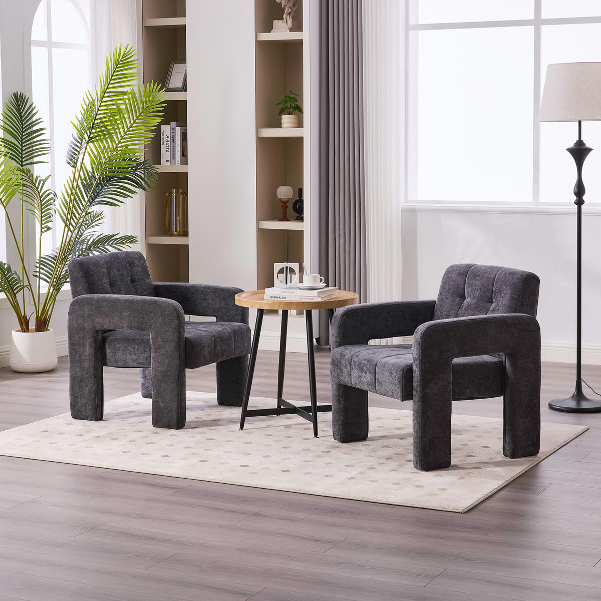 SESSEL Einzelner Sessel,dicke Polsterung,Chenille,Grau - Grau, Textil (67.5/74.5/69cm) - LVHOM