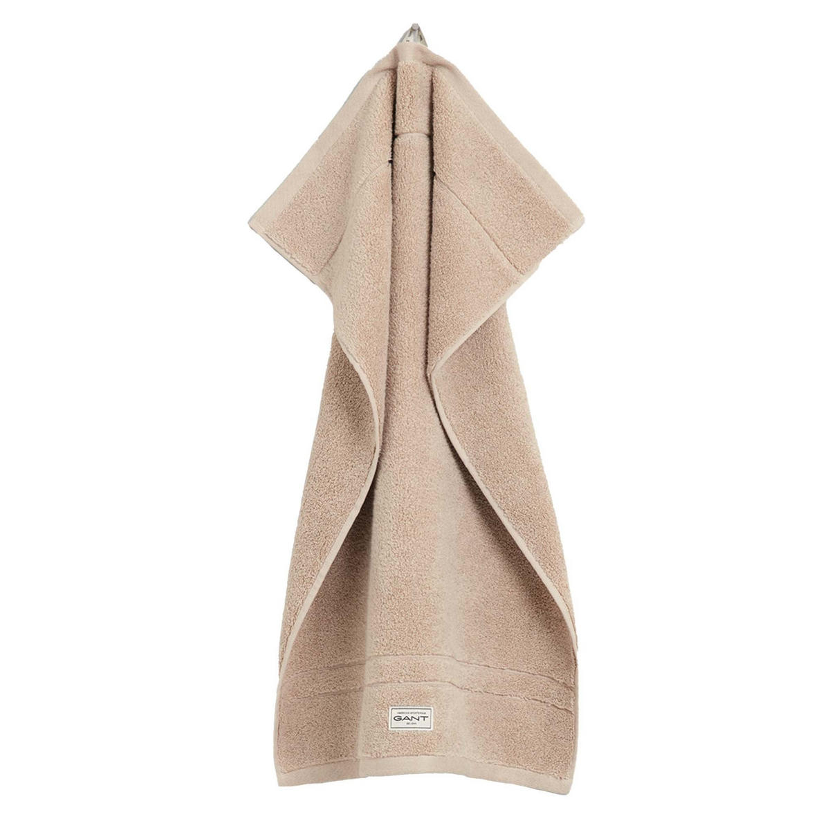 GANT Gästehandtuch 30 x 50 cm, 3er-Pack – Sand, uni mit kleinem Logo, Frottee aus Bio-Baumwolle - Beige, Textil (200/10/135cm) - GANT