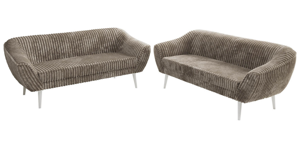 SEDACIA ZOSTAVA 3+3 PIRS - Svetlohnedá Manšester - Biele nohy - svetlohnedá/biela, kompozitné drevo/textil (180/75/74cm) - MKS