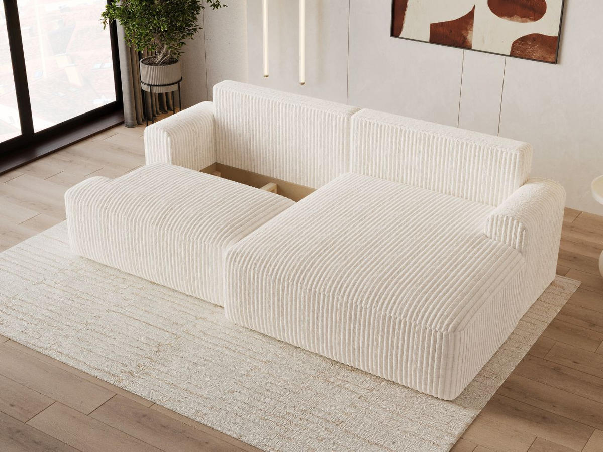 ECKSOFA Serene Creme Rechts - Creme, Holz/Textil (145/259cm) - Graingold