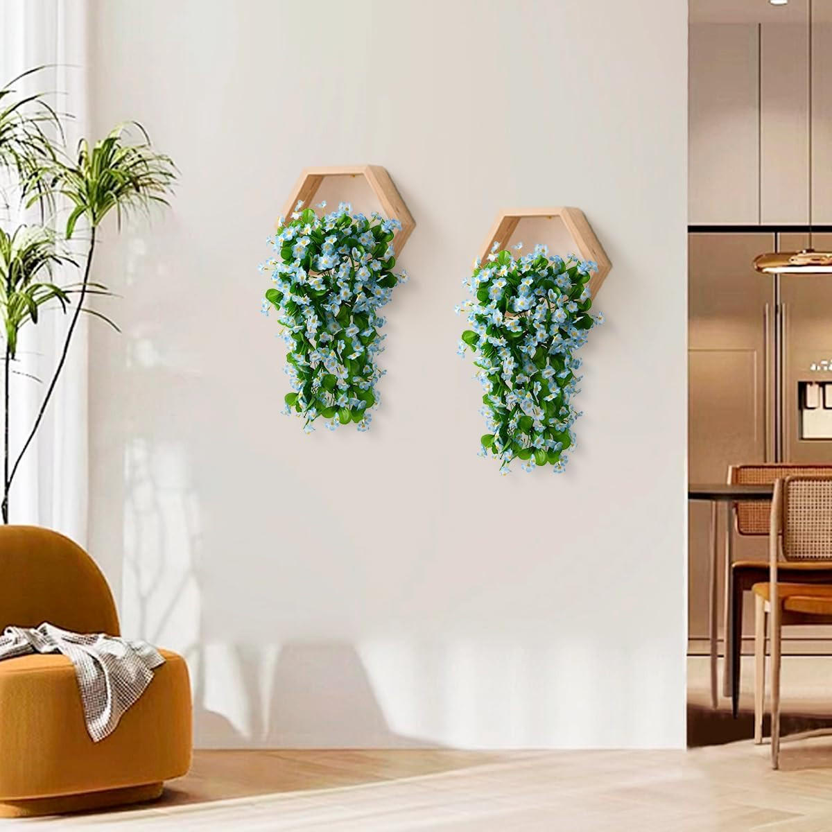 KUNSTBLUME 2 Stück Kunstblumen Veilchen Hängend - Blau, Kunststoff (75cm) - Kaket