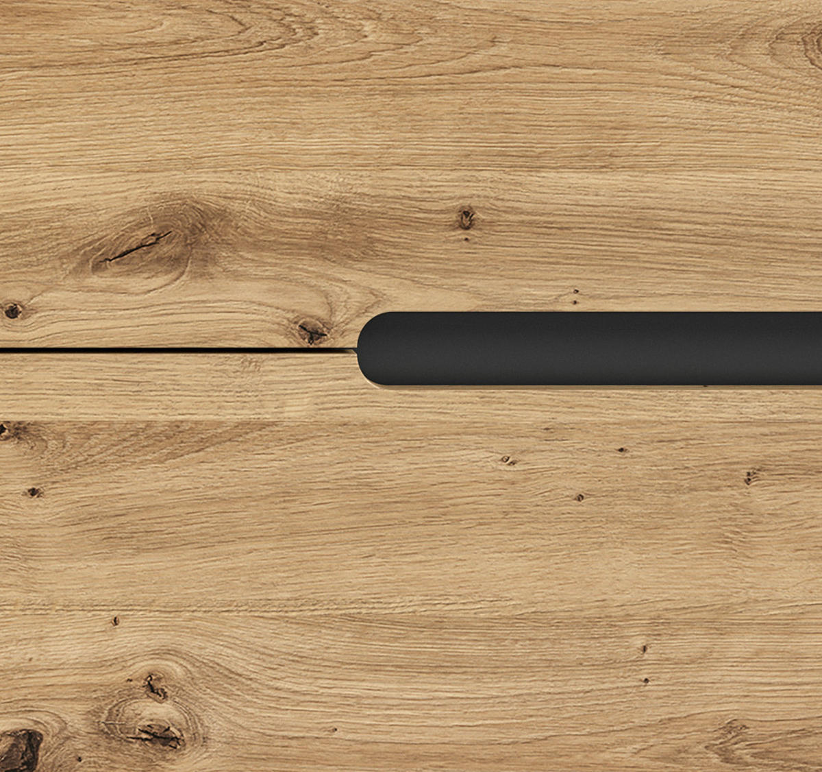 WOHNWAND Eiche Artisan, grau, Kombination 3-teilig 220 cm hängend oder stehend, Soft-Close, Cooper - Schwarz/Eiche Artisan, Glas/Holzwerkstoff (221/141/33cm) - Inn.Furn