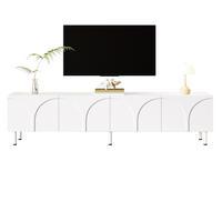 TV-SCHRANK mit 4 Türen 180 cm Weiß mit Metallfüßen - Weiß, Holzwerkstoff (35/49/180cm) - Beauniv