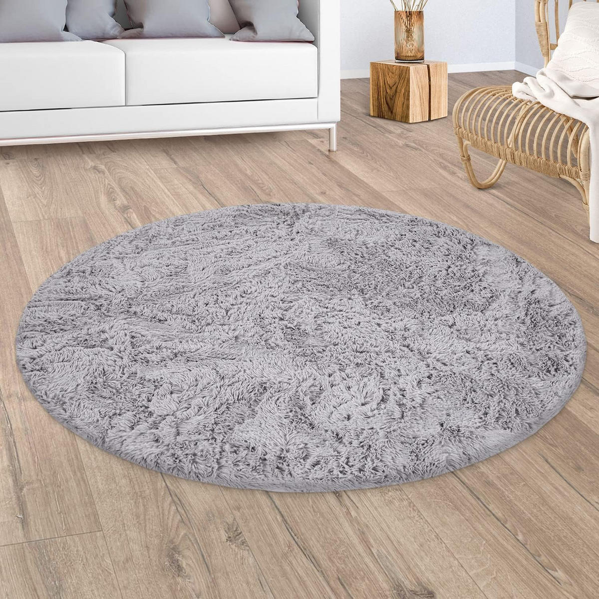 HOCHFLORTEPPICH 120/120 cm Silky 591 - Silberfarben, Textil (120/120cm) - Paco Home