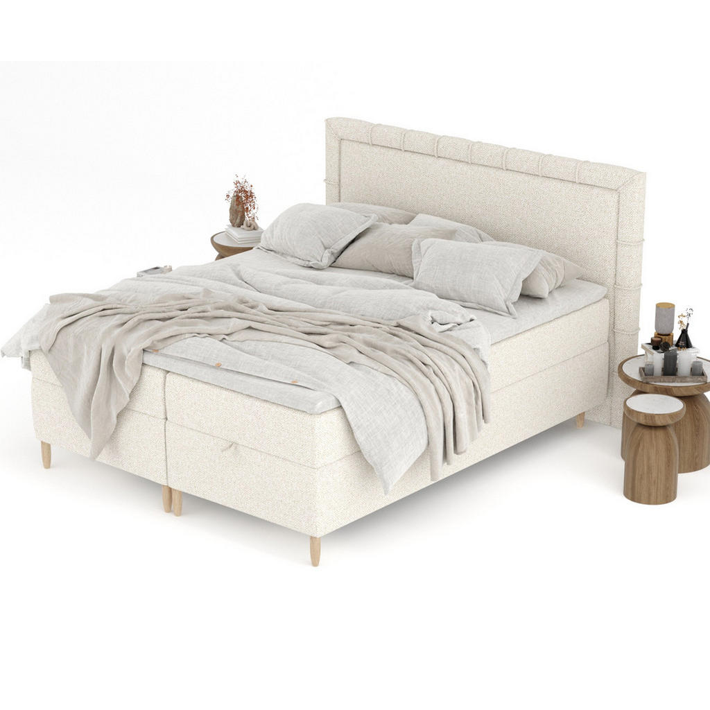 Thumbnail - Maison de Reve Boxbett, Creme, Textil, Buche, Kiefer, H3, Höhe ca. 19 cm, 200x200 cm, Oeko-Tex® Standard 100, Reach, FSC...