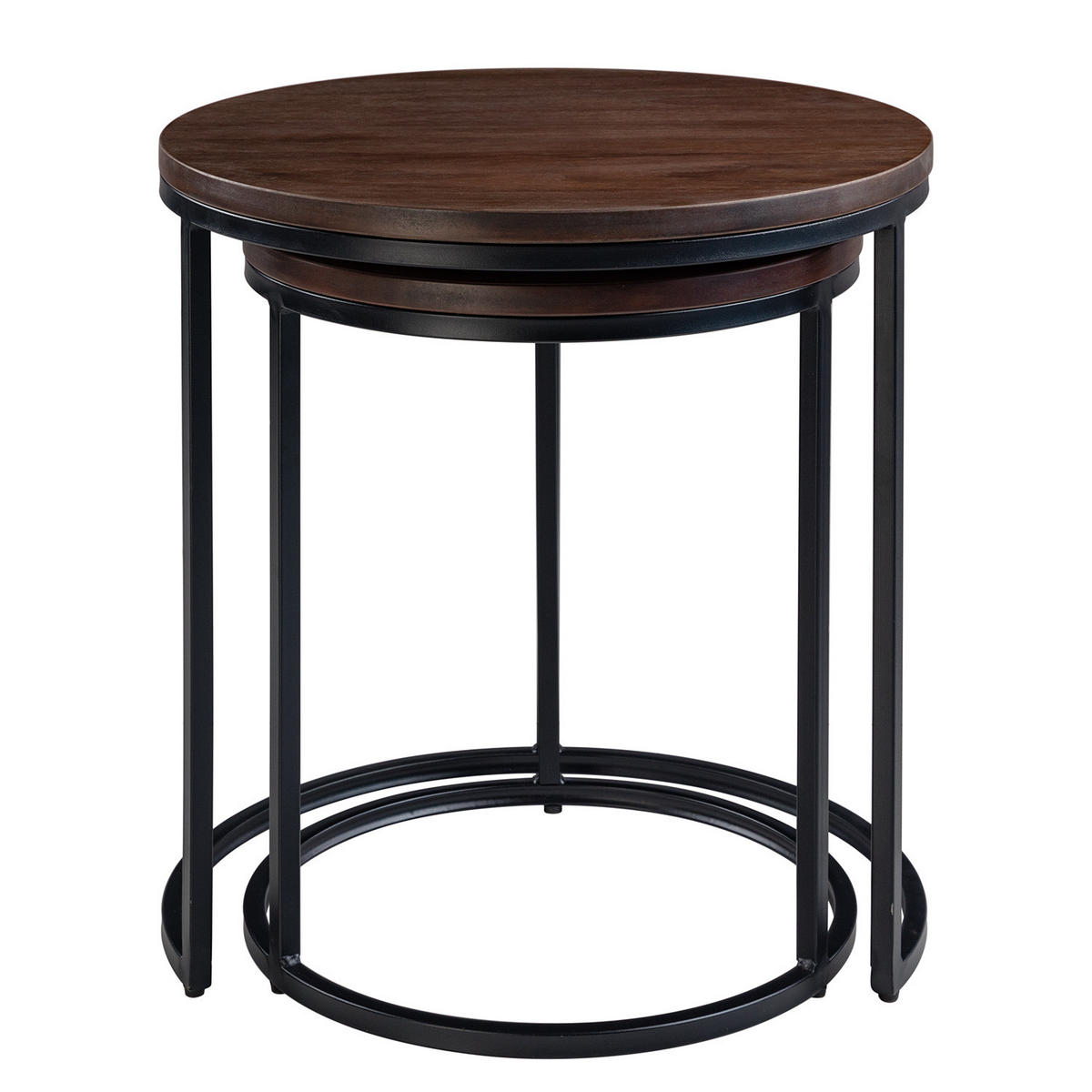 BEISTELLTISCH (2er-Set) - Walnuss / Schwarz - Braun, Holzwerkstoff/Metall (1/1/1cm) - home24