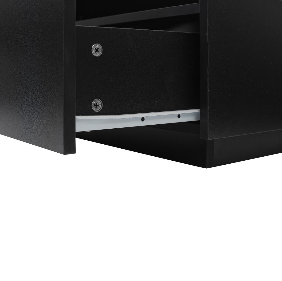 COUCHTISCH 70/70/41 cm Schwarz mit 2 Schubladen und LED-Beleuchtung - Schwarz, Holzwerkstoff (70/70/41cm) - OKWISH