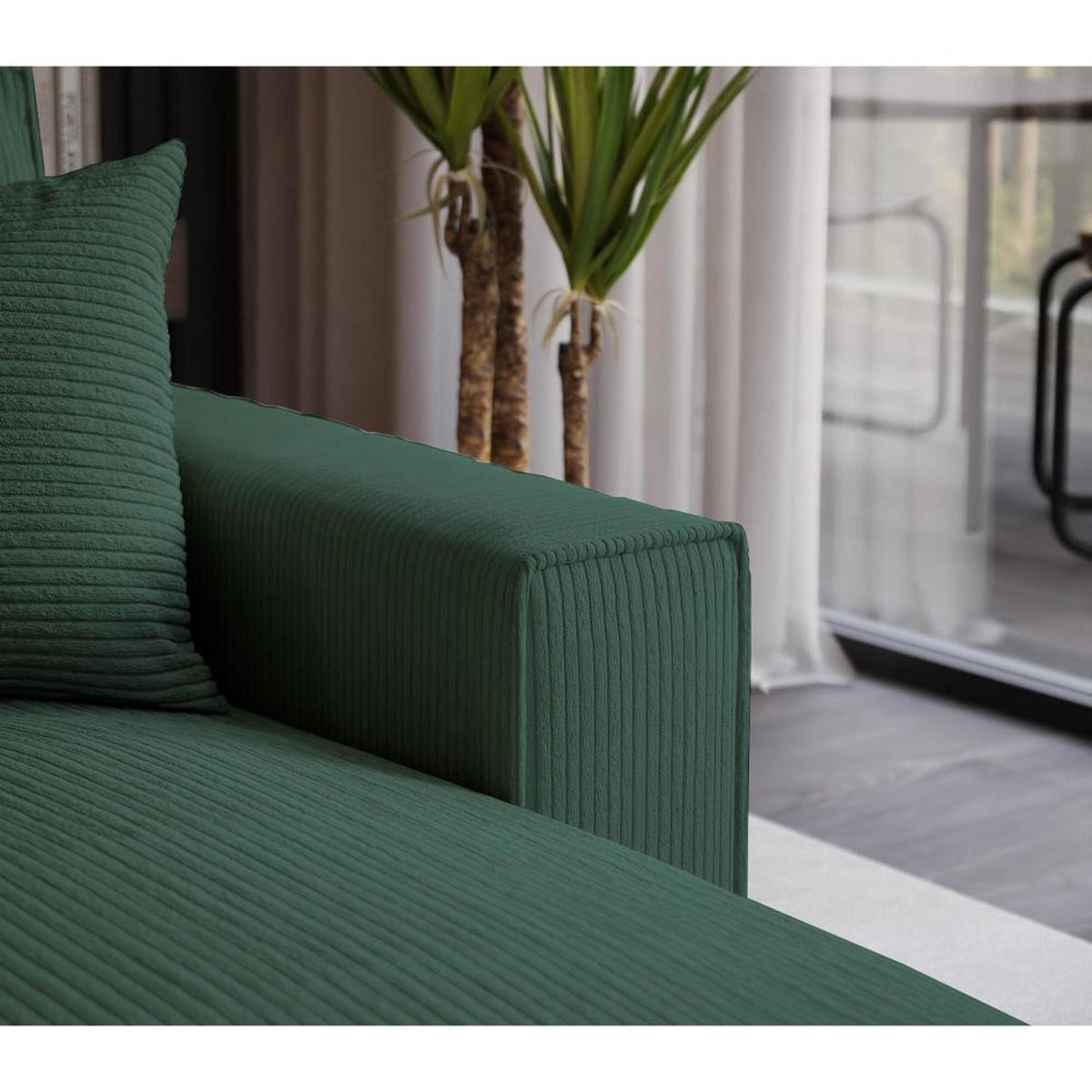 ECKSOFA Parys L dunkelgrün - Dunkelgrün/Schwarz, Kunststoff/Textil (290/185cm) - Beautysofa
