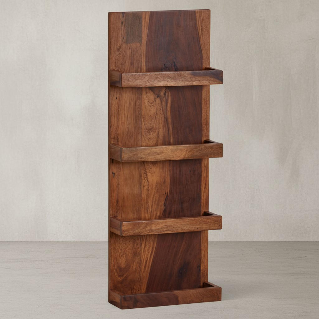 WANDREGAL Massivholz Nachhaltig Handgefertigt - Braun, Holz (30/80/10cm) - KADIMA DESIGN