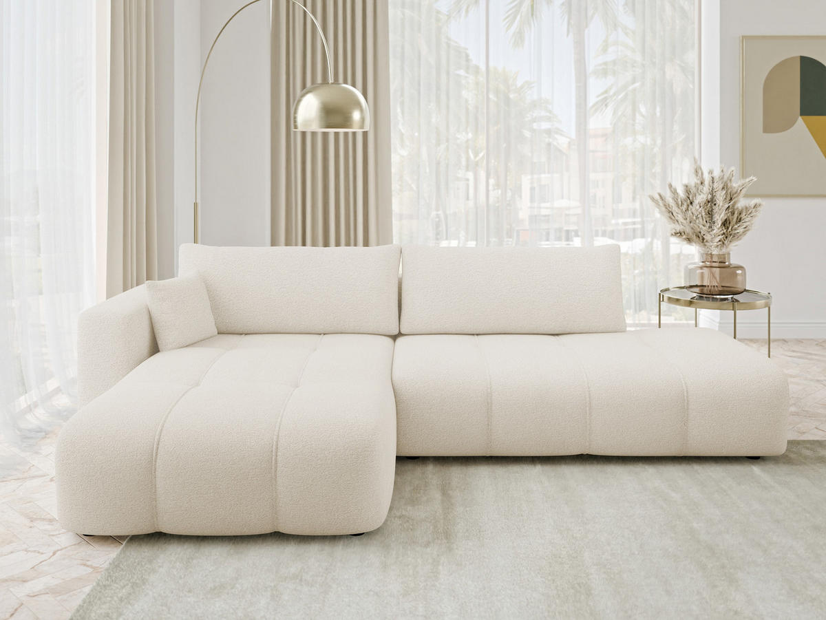 ECKSOFA Furyn O, Seite: Links - Creme/Schwarz, Holzwerkstoff/Kunststoff (262/145cm) - MIRJAN24
