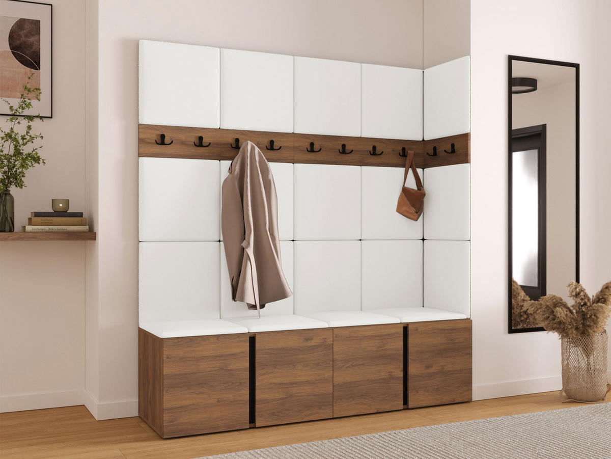 MOBILIER PENTRU HOL Orion II - alb/culoare lemn de nuc, material plastic/compozit lemnos (168/186/46cm) - MIRJAN24