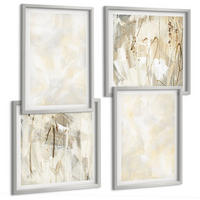 BILDER SET 4er Set - 50x50 cm & 40x60 cm Silberner Rahmen - Helles Strukturfarbendesign - Silberfarben, Kunststoff (50/50cm) - TULUP