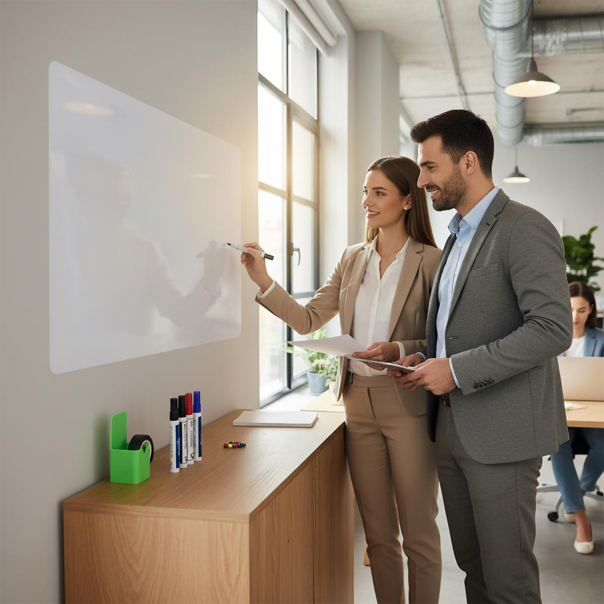 WHITEBOARD Folie - Weiß, Kunststoff/Metall (100/50/0.5cm) - Relaxdays