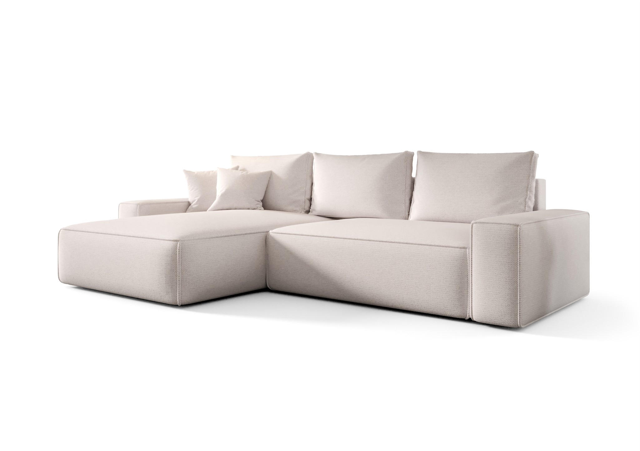 ECKSOFA Walken Mit Schlaffunktion - Weiß, Holzwerkstoff/Textil (280/185cm) - Fun Möbel