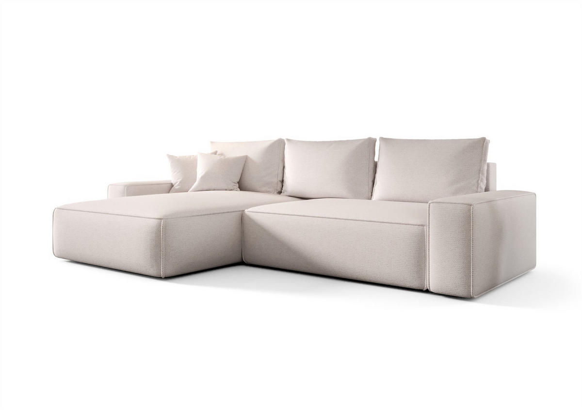 ECKSOFA Walken Mit Schlaffunktion - Weiß, Holzwerkstoff/Textil (280/185cm) - Fun Möbel