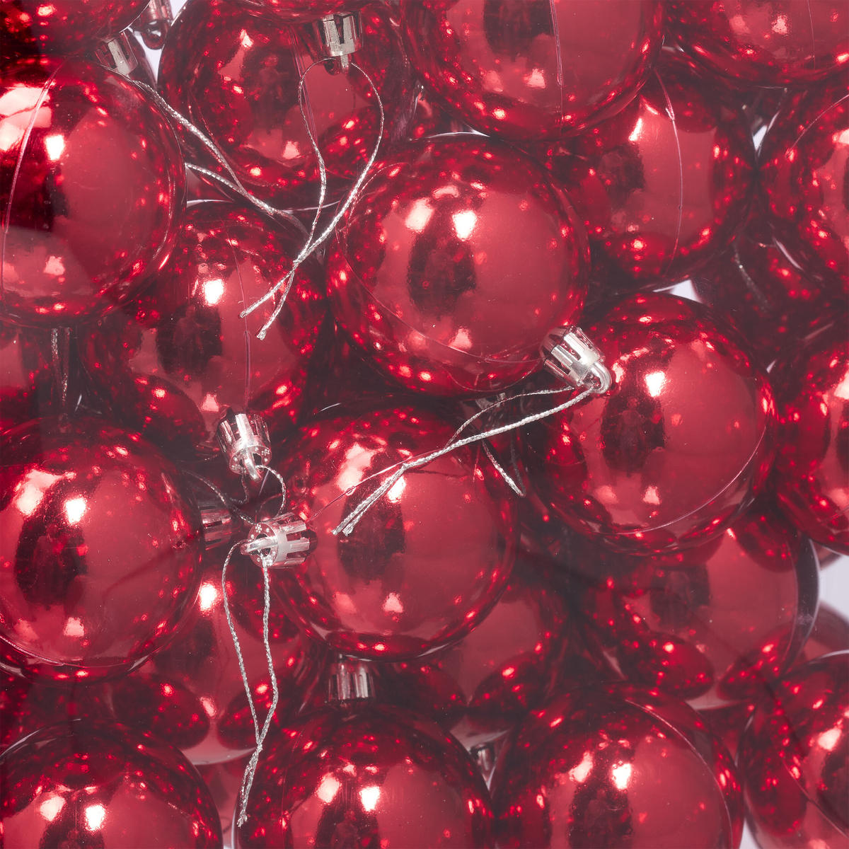 50XWEIHNACHTSKUGELN - Rot, Kunststoff (6/7/6cm) - Relaxdays